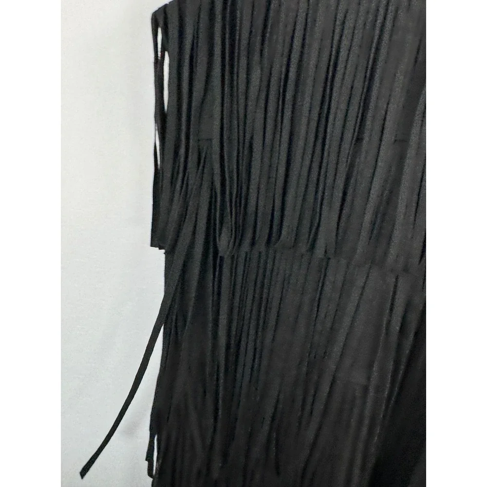 Avec Les Filles Fringe‎ Dress sz 8 Black Faux Suede Tiered western coachella